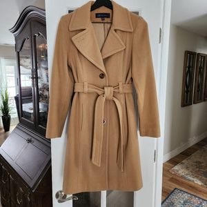 Anne Klein belted wool blend coat